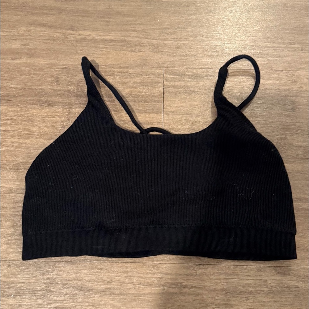 Black Seamless Ribbed Sleep Bralette
